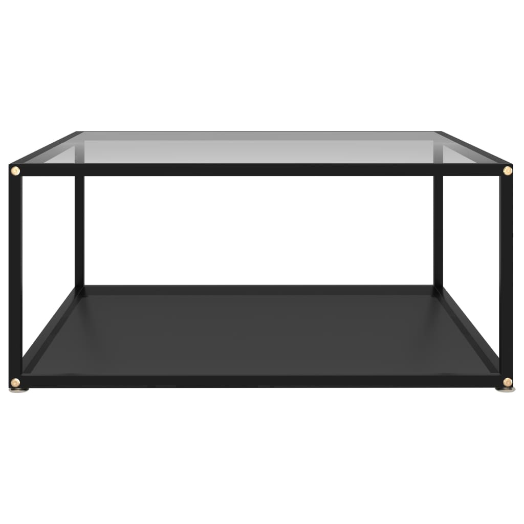 Sohvapöytä läpinäkyvä ja musta 80x80x35 cm karkaistu lasi - Sisustajankoti.fi