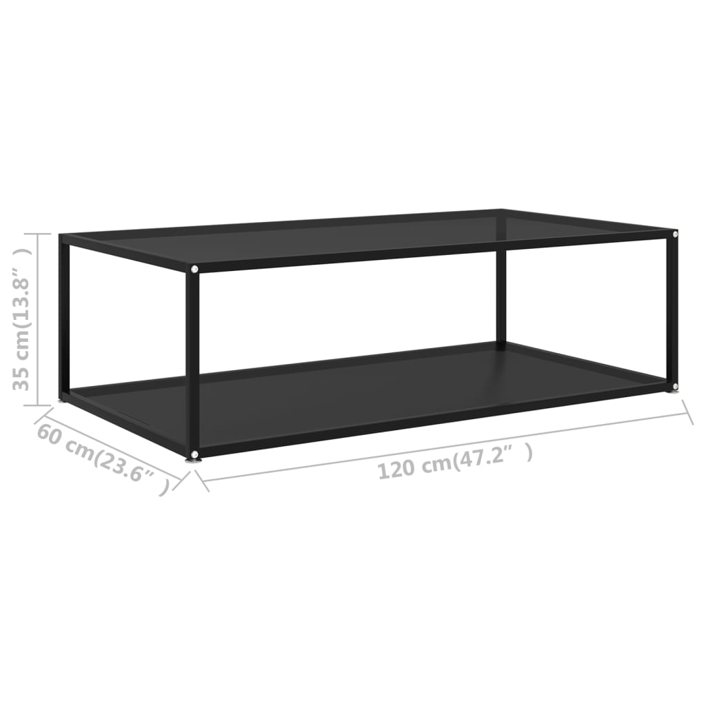 Sohvapöytä musta 120x60x35 cm karkaistu lasi - Sisustajankoti.fi