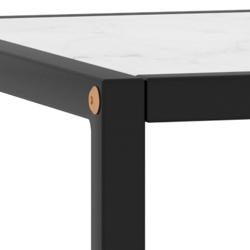 Sohvapöytä musta valkoisella marmorilasilla 90x90x50 cm - Sisustajankoti.fi