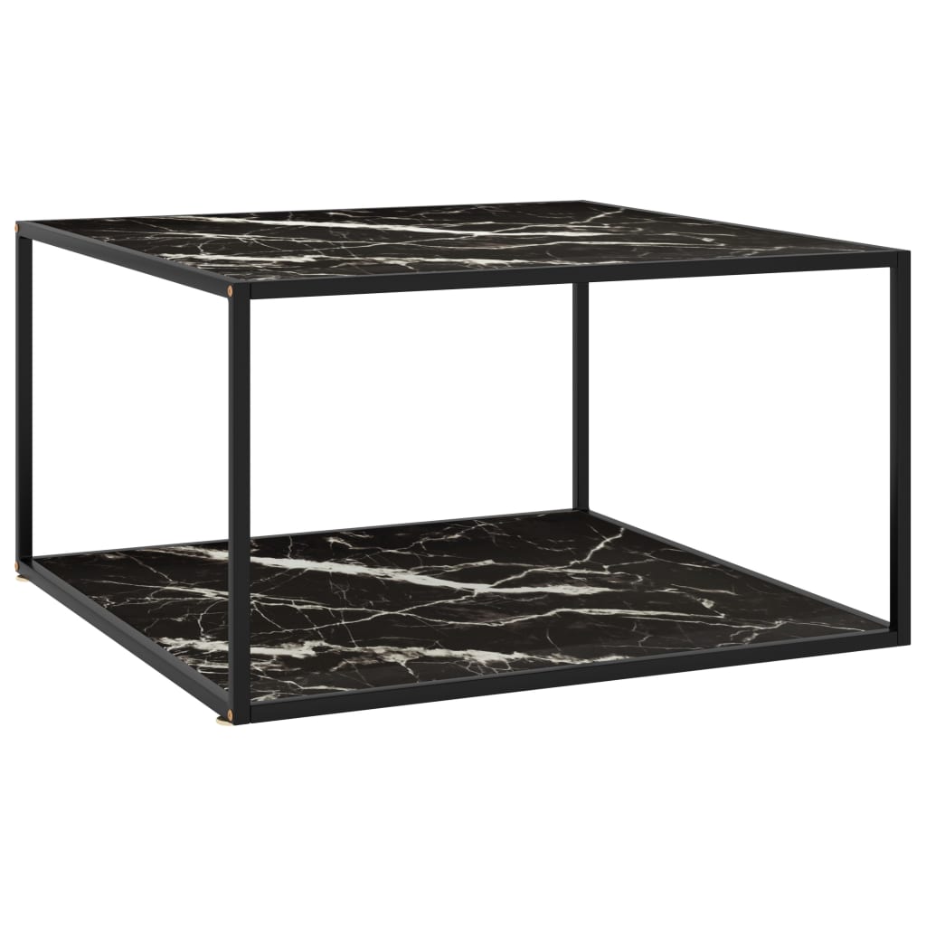 Sohvapöytä musta mustalla marmorilasilla 90x90x50 cm - Sisustajankoti.fi