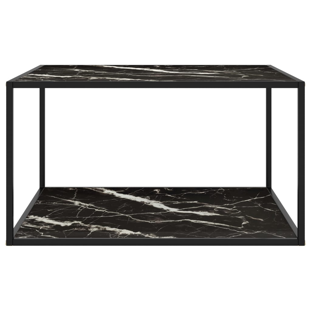 Sohvapöytä musta mustalla marmorilasilla 90x90x50 cm - Sisustajankoti.fi