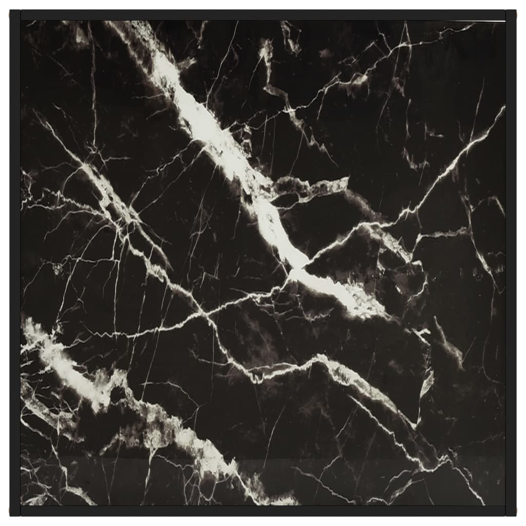 Sohvapöytä musta mustalla marmorilasilla 90x90x50 cm - Sisustajankoti.fi