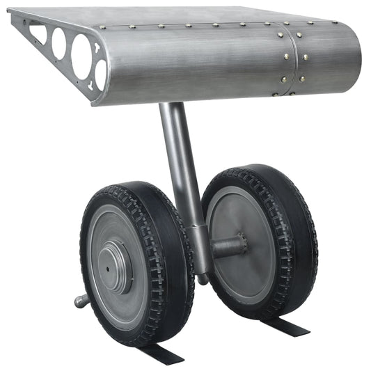 321463 Side Table with Wheels Design Silver and Black 53x40x60 cm Iron - Sisustajankoti.fi