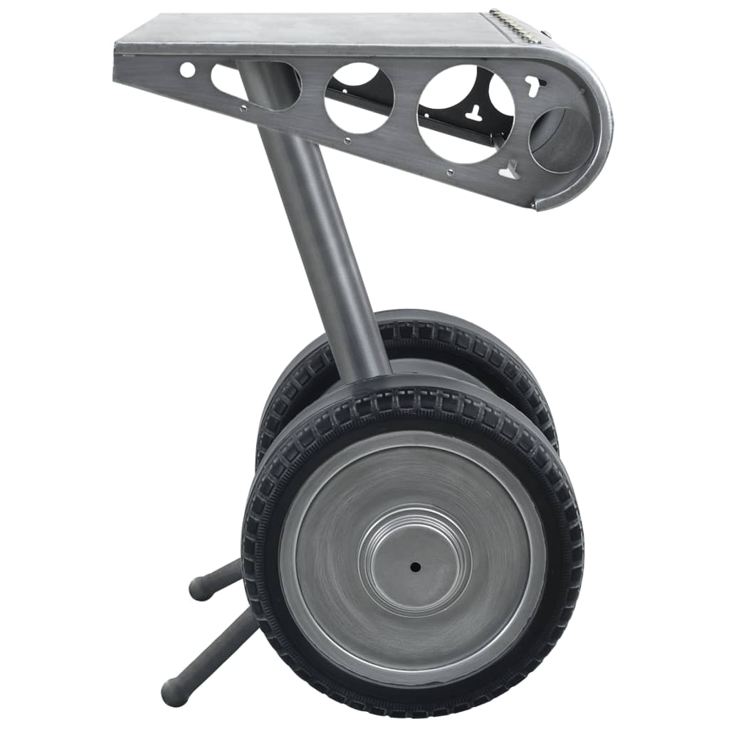 321463 Side Table with Wheels Design Silver and Black 53x40x60 cm Iron - Sisustajankoti.fi