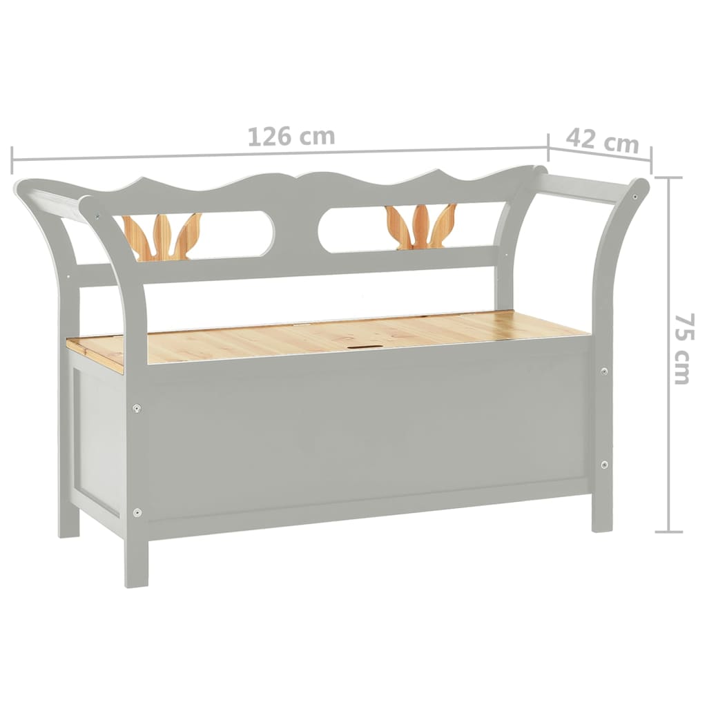 Säilytyspenkki 126 cm harmaa täysi kuusi - Sisustajankoti.fi