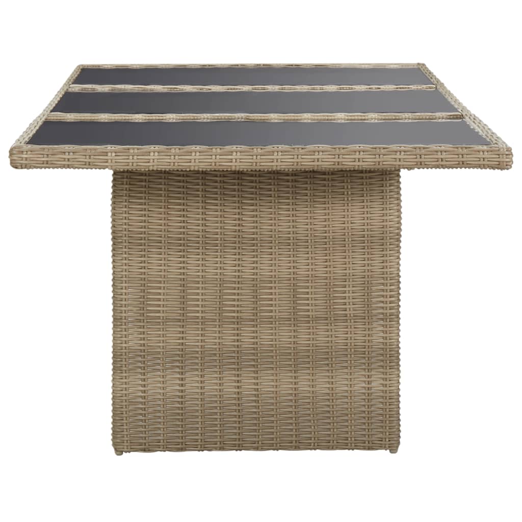 Puutarhan ruokapöytä ruskea 200x100x74 cm lasi ja polyrottinki - Sisustajankoti.fi
