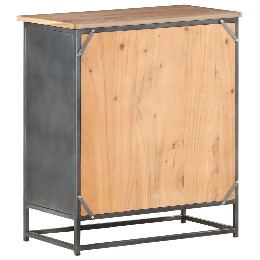 Senkki harmaa 60x35x70 cm täysi akaasiapuu ja teräs - Sisustajankoti.fi