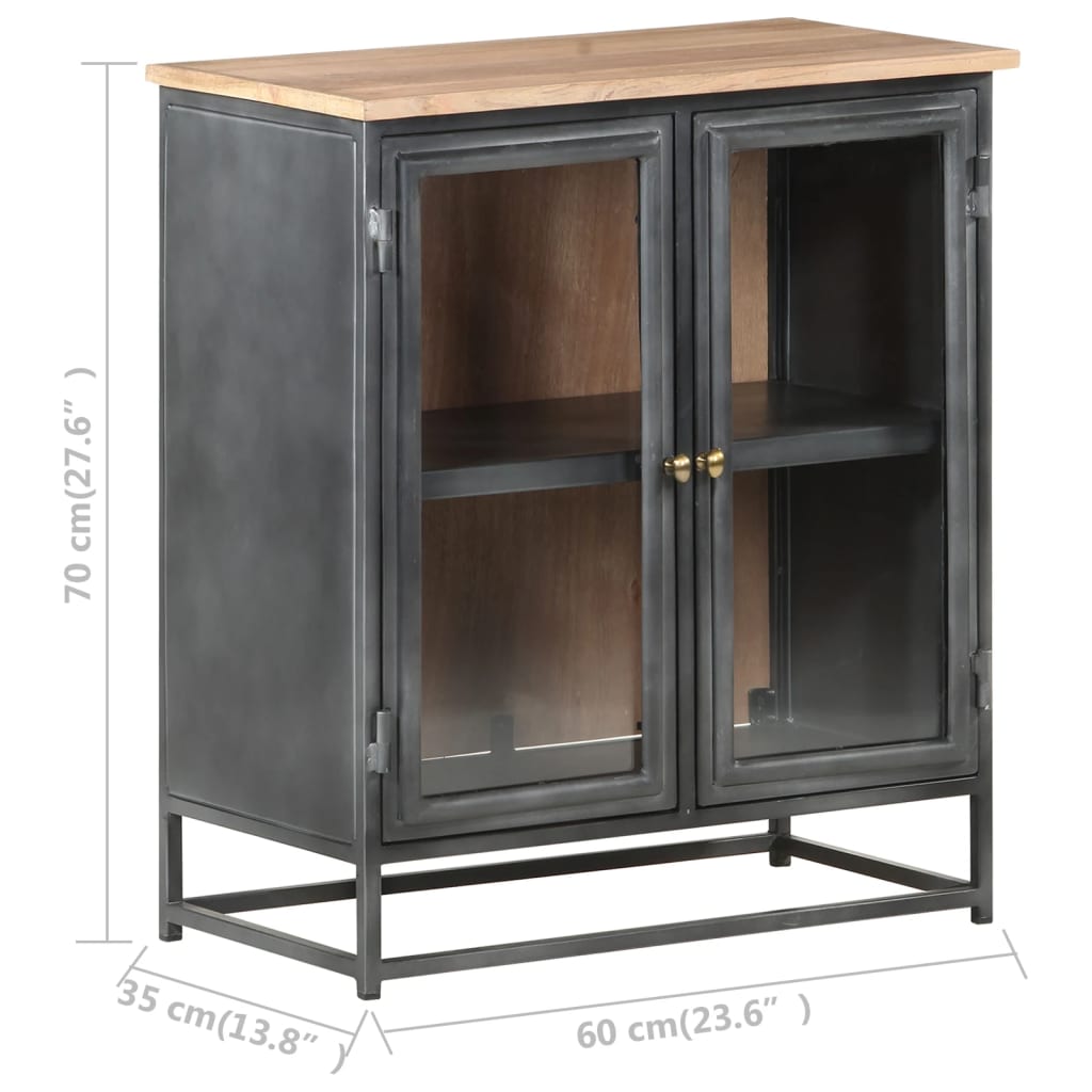 Senkki harmaa 60x35x70 cm täysi akaasiapuu ja teräs - Sisustajankoti.fi