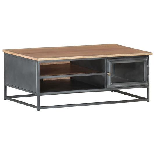 Sohvapöytä harmaa 90x50x35 cm täysi akaasiapuu - Sisustajankoti.fi