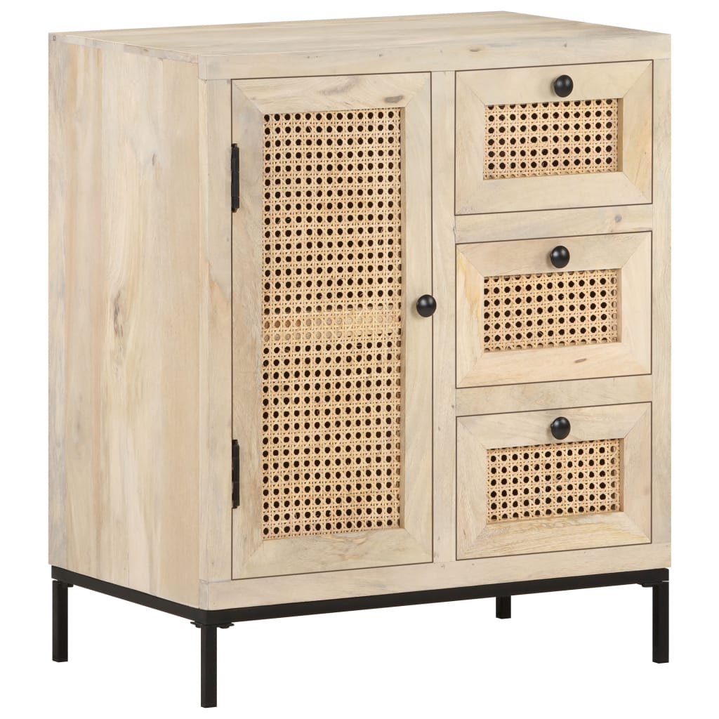 Senkki 60x35x70 cm täysi mangopuu ja luonnollinen ruoko - Sisustajankoti.fi