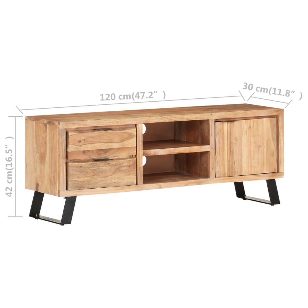 TV-taso 120x30x42 cm täysi akaasiapuu luonnollisilla reunoilla - Sisustajankoti.fi