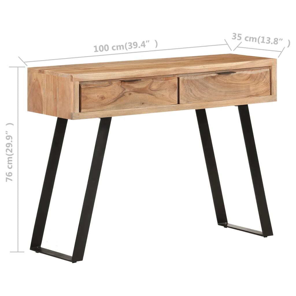 Konsolipöytä 100x35x76 cm täysi akaasiapuu elävillä reunoilla - Sisustajankoti.fi