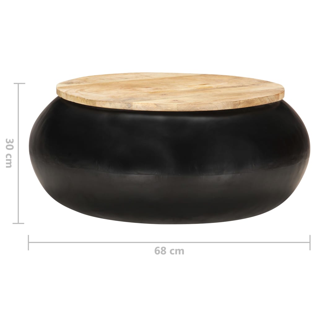 Sohvapöytä musta 68x68x30 cm täysi mangopuu - Sisustajankoti.fi
