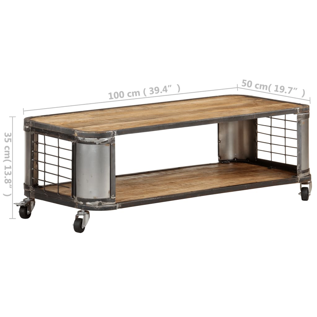 Sohvapöytä 100x50x35 cm täysi mangopuu - Sisustajankoti.fi