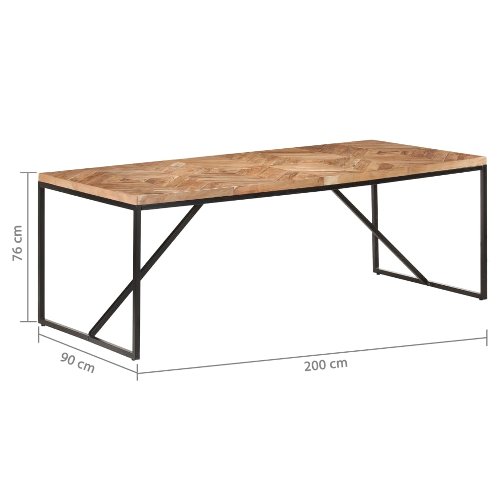 Ruokapöytä 200x90x76 cm täysi akaasia- ja mangopuu - Sisustajankoti.fi