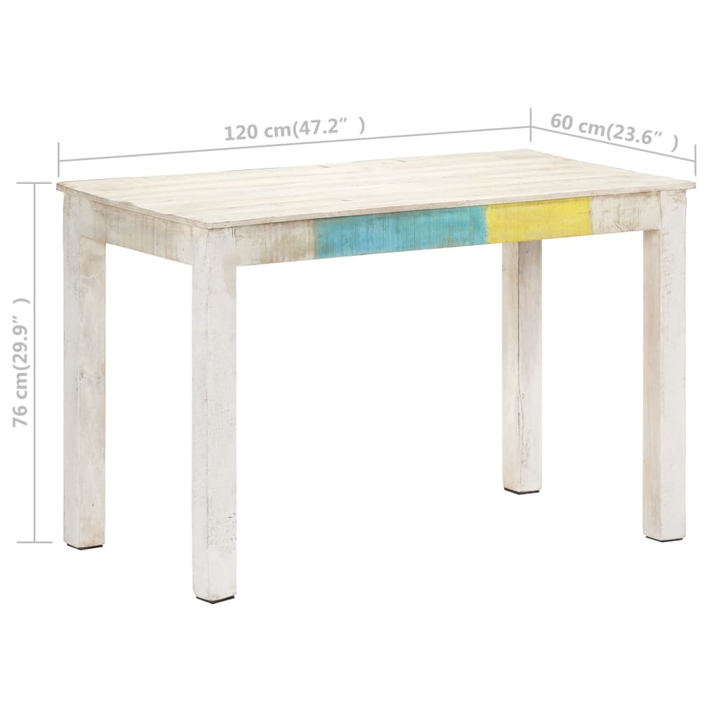 Ruokapöytä valkoinen 120x60x76 cm täysi mangopuu - Sisustajankoti.fi