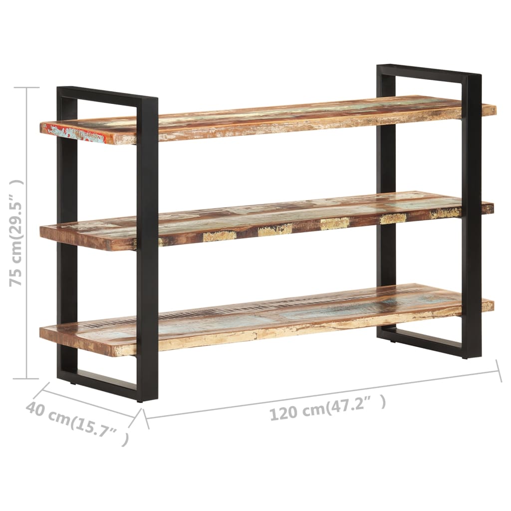 Senkki 3 hyllyllä 120x40x75 cm kierrätetty täyspuu - Sisustajankoti.fi