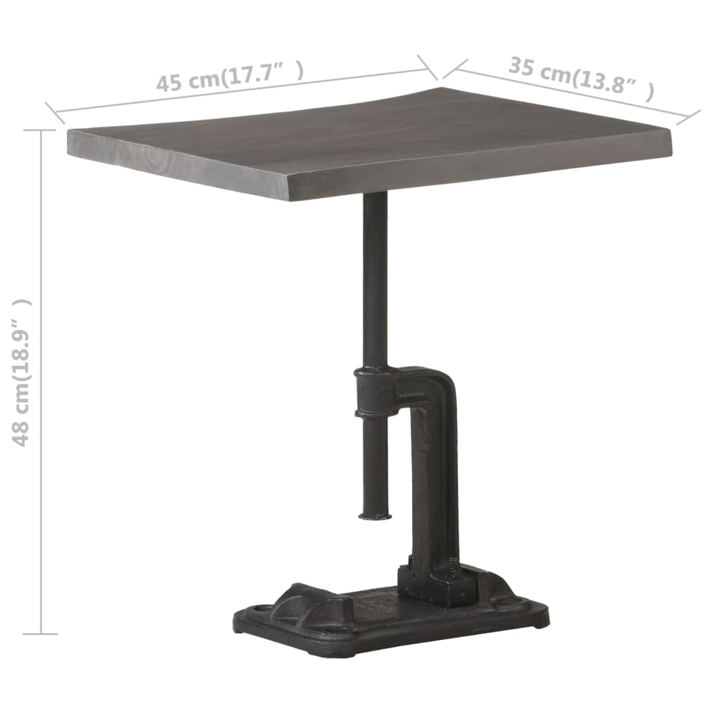 Sivupöytä harmaa 45x35x48 cm täysi akaasiapuu ja valurauta - Sisustajankoti.fi