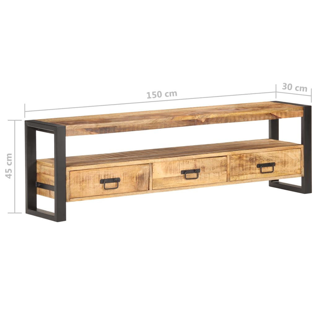 TV-taso 150x30x45 cm täysi karkea mangopuu - Sisustajankoti.fi