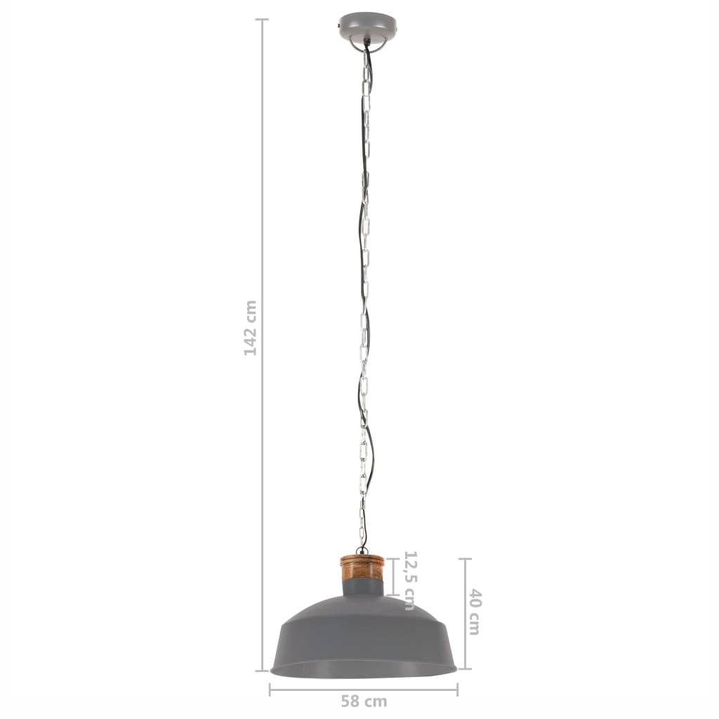 Teollistyylinen riippuvalaisin 58 cm harmaa E27 - Sisustajankoti.fi