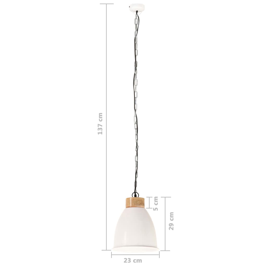 Teollinen Riippuvalaisin valkoinen rauta ja täysi puu 23 cm E27 - Sisustajankoti.fi