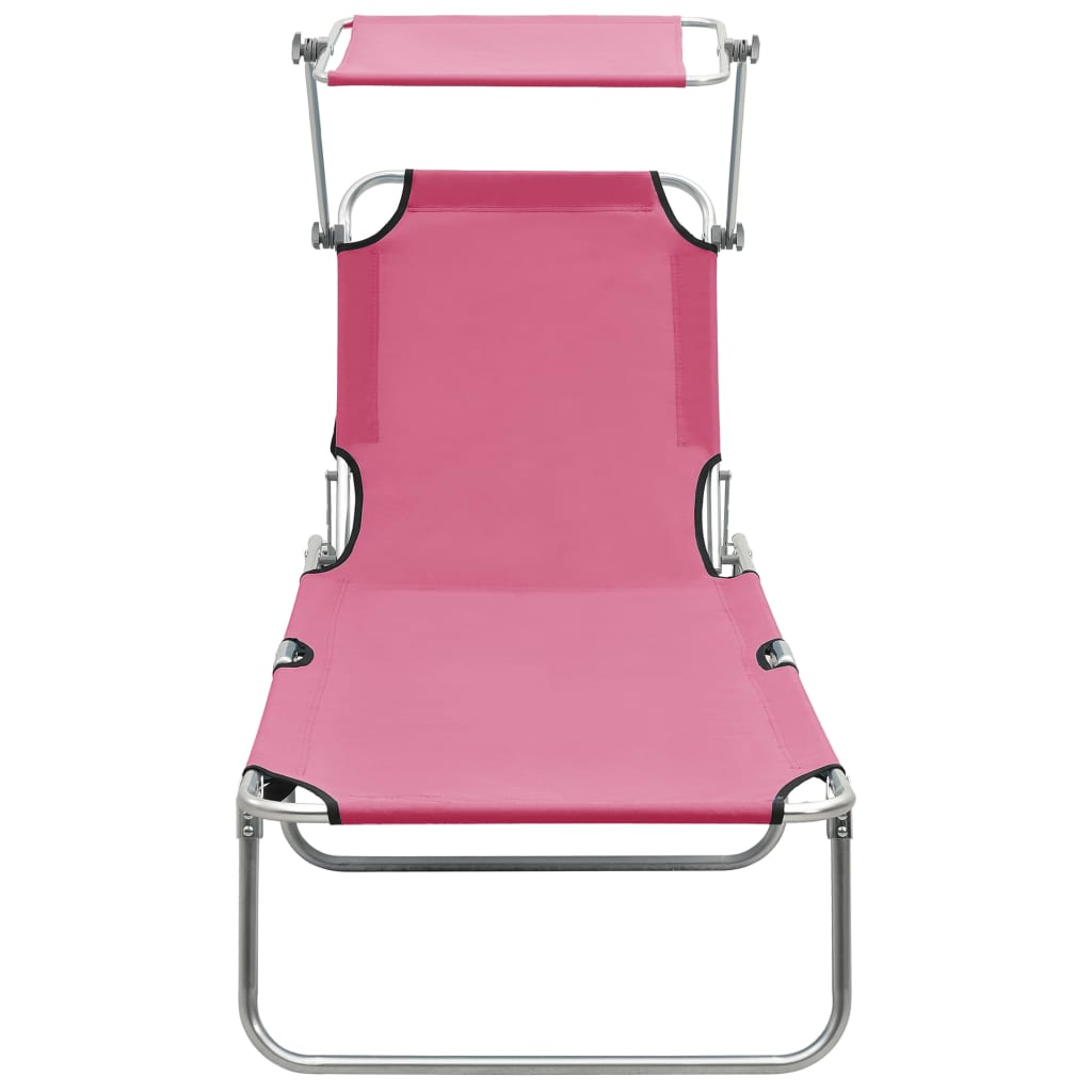 Kokoontaitettava aurinkotuoli katoksella pinkki alumiini - Sisustajankoti.fi