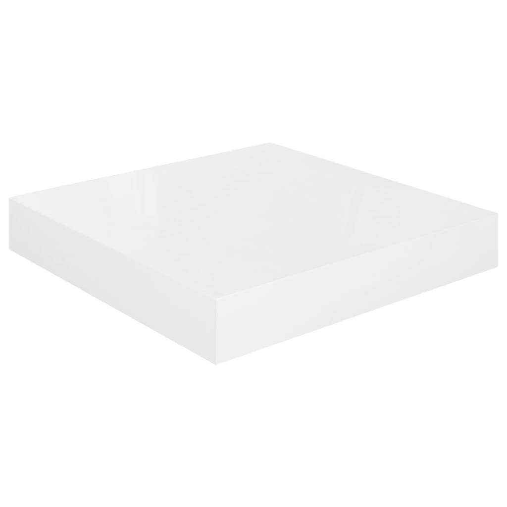 Kelluvat seinähyllyt 2kpl korkeakiilto valk. 23x23,5x3,8 cm MDF - Sisustajankoti.fi