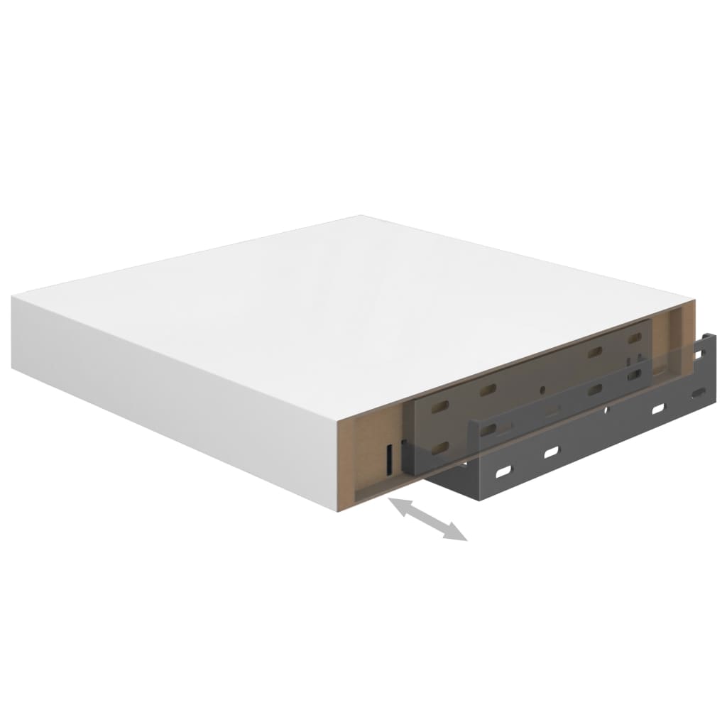 Kelluvat seinähyllyt 2kpl korkeakiilto valk. 23x23,5x3,8 cm MDF - Sisustajankoti.fi