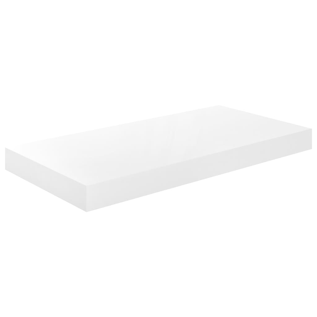 Kelluvat seinähyllyt 2 kpl korkeakiilto valk. 50x23x3,8 cm MDF - Sisustajankoti.fi