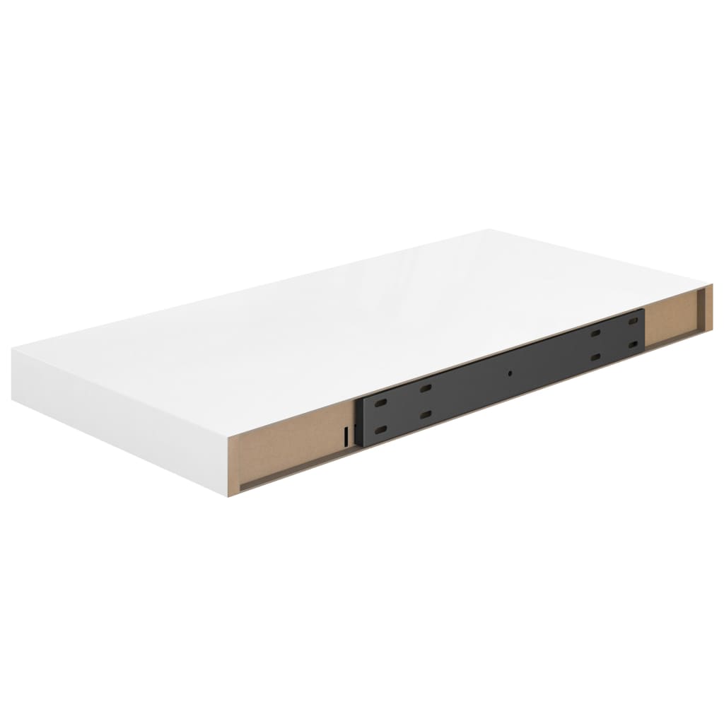 Kelluvat seinähyllyt 2 kpl korkeakiilto valk. 50x23x3,8 cm MDF - Sisustajankoti.fi