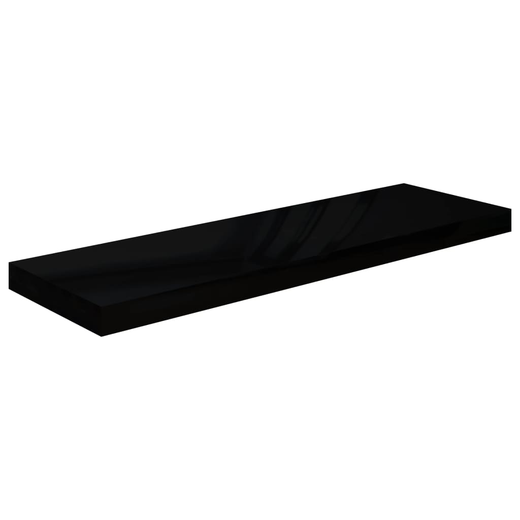 Kelluva seinähylly korkeakiilto musta 80x23,5x3,8 cm MDF - Sisustajankoti.fi