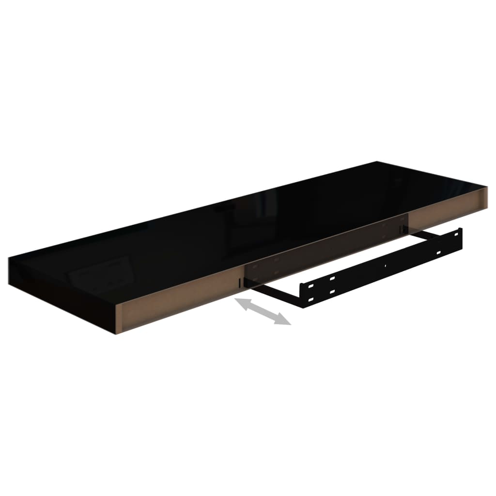 Kelluva seinähylly korkeakiilto musta 80x23,5x3,8 cm MDF - Sisustajankoti.fi