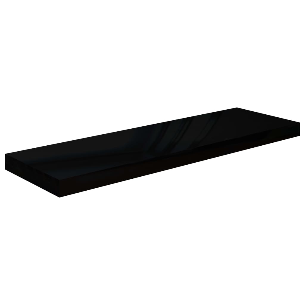 Kelluvat seinähyllyt 2kpl korkeakiilto musta 80x23,5x3,8 cm MDF - Sisustajankoti.fi