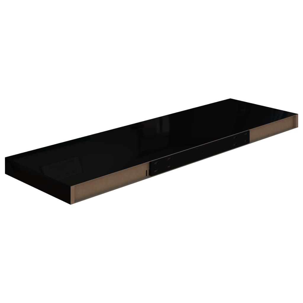 Kelluvat seinähyllyt 2kpl korkeakiilto musta 80x23,5x3,8 cm MDF - Sisustajankoti.fi