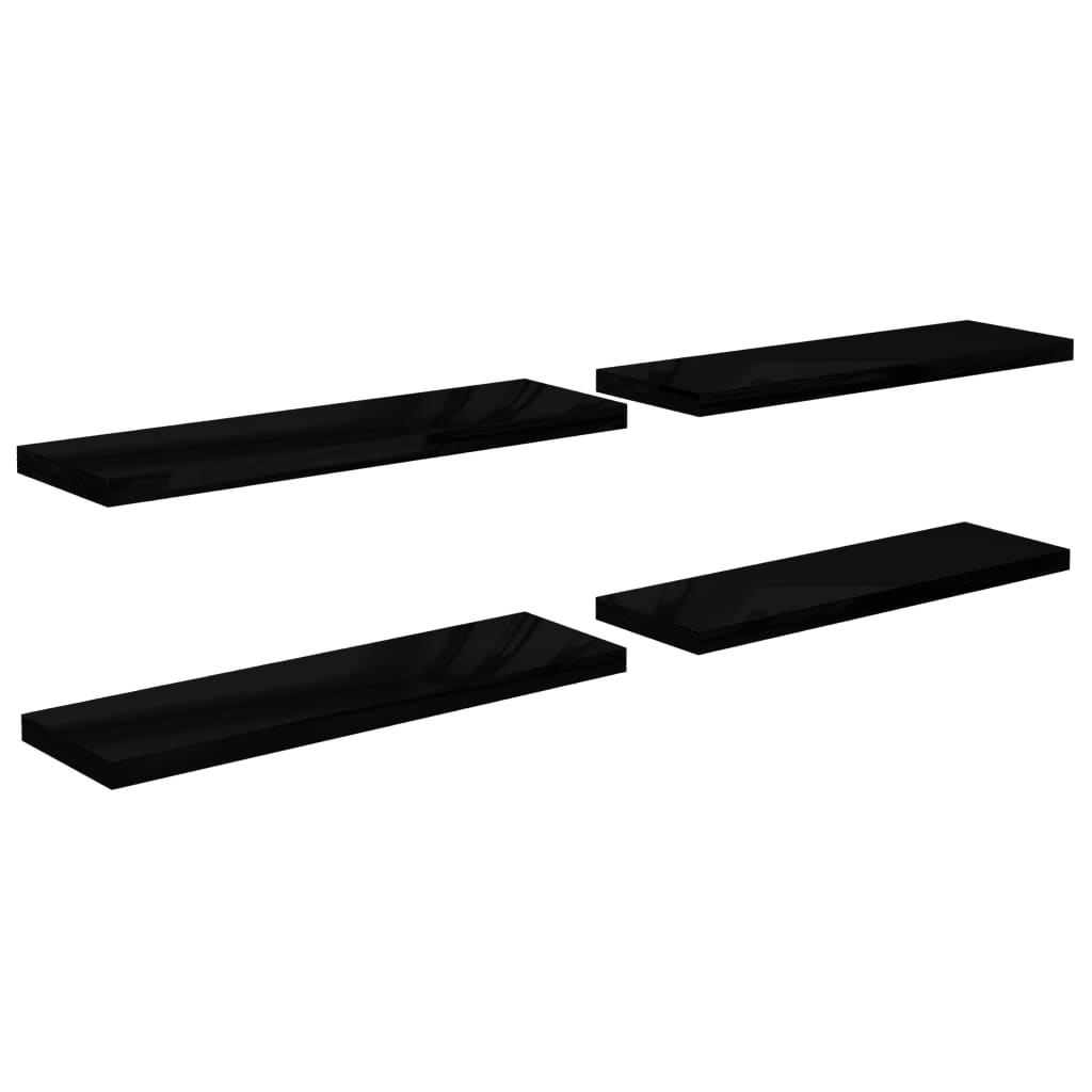 Kelluvat seinähyllyt 4kpl korkeakiilto musta 120x23,5x3,8cm - Sisustajankoti.fi