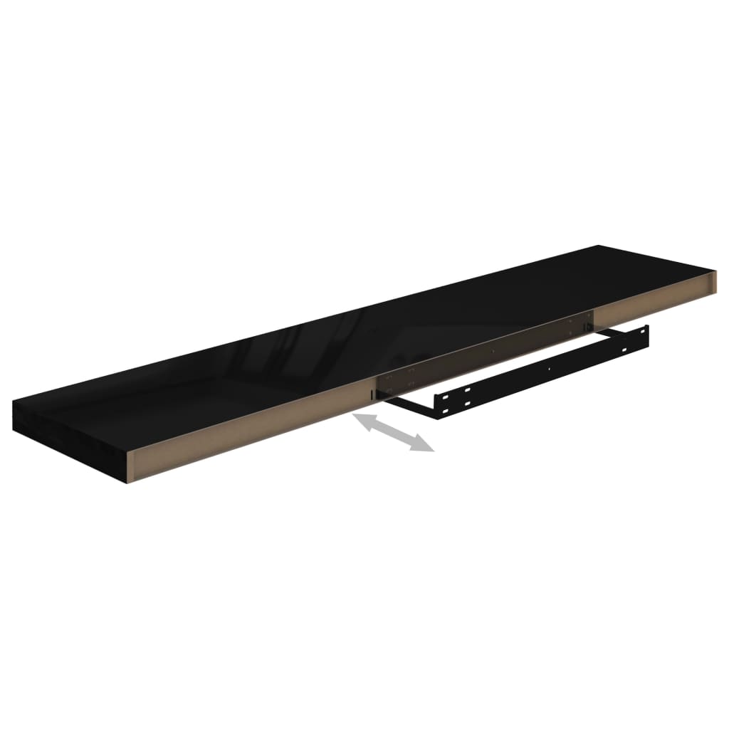 Kelluvat seinähyllyt 4kpl korkeakiilto musta 120x23,5x3,8cm - Sisustajankoti.fi