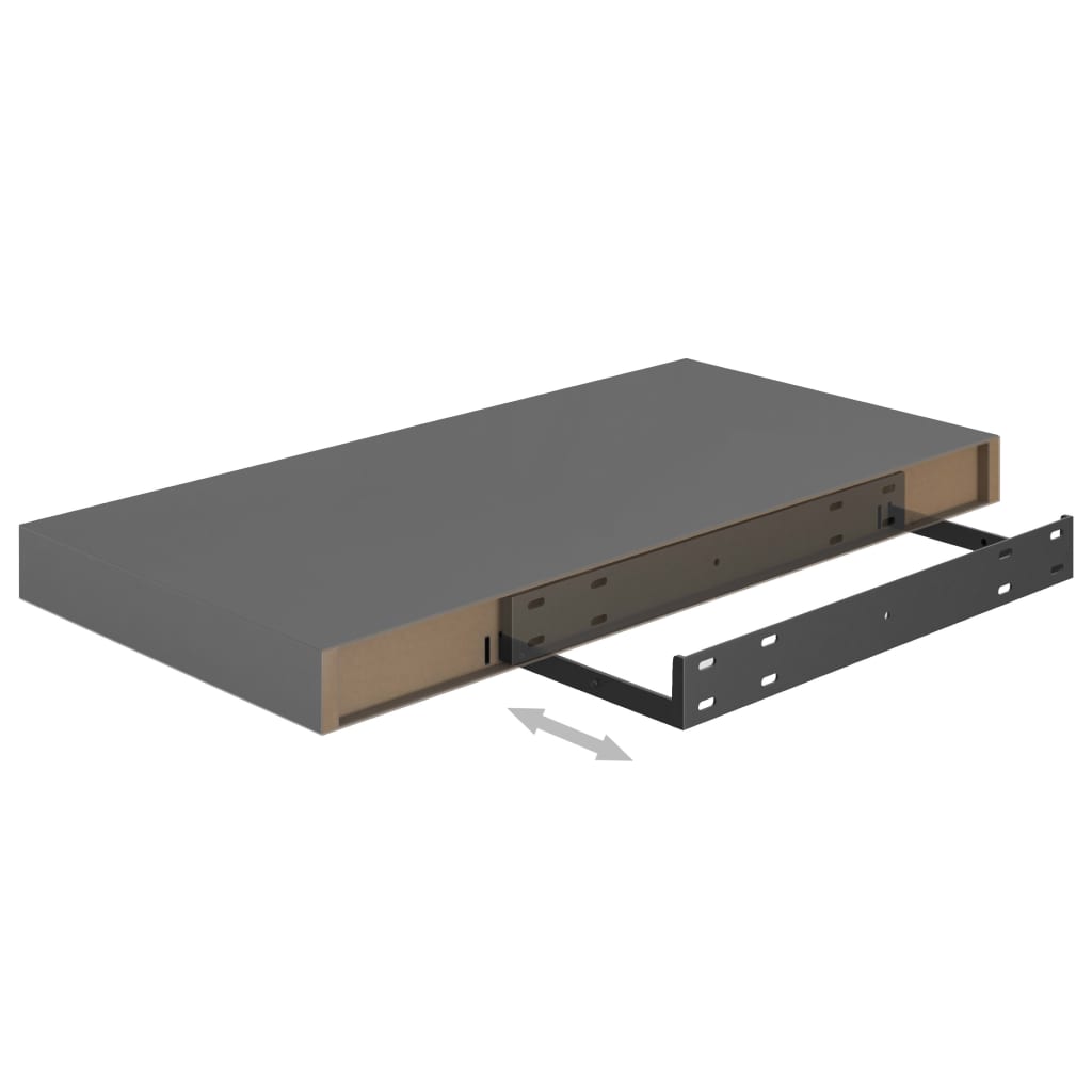 Kelluva seinähylly korkeakiilto harmaa 50x23x3,8 cm MDF - Sisustajankoti.fi