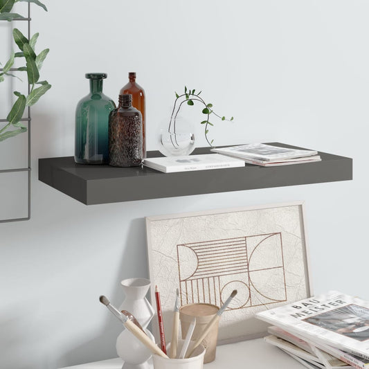 Kelluva seinähylly korkeakiilto harmaa 50x23x3,8 cm MDF - Sisustajankoti.fi
