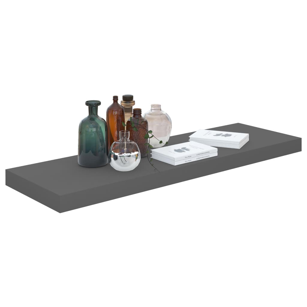 Kelluva seinähylly korkeakiilto harmaa 80x23,5x3,8 cm MDF - Sisustajankoti.fi