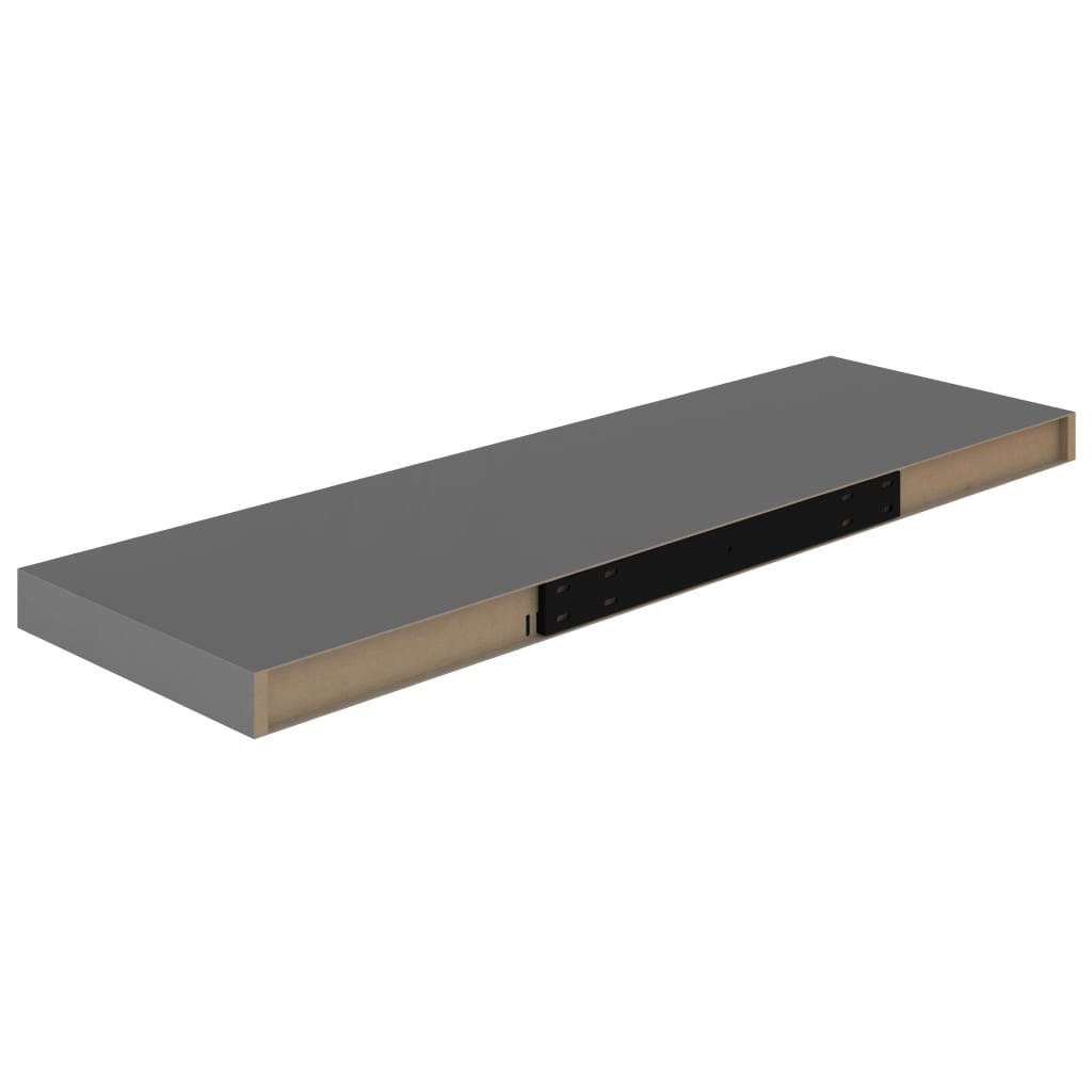 Kelluva seinähylly korkeakiilto harmaa 80x23,5x3,8 cm MDF - Sisustajankoti.fi