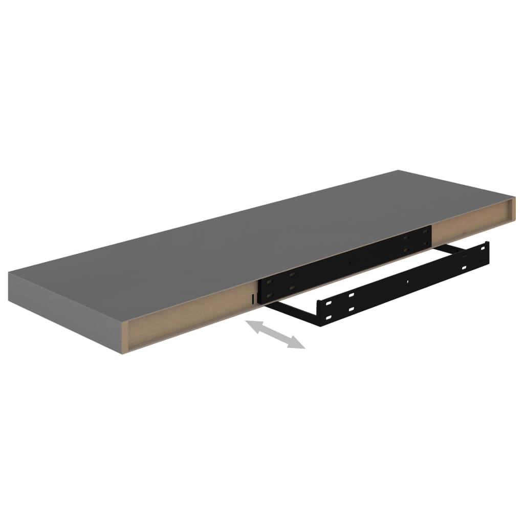 Kelluva seinähylly korkeakiilto harmaa 80x23,5x3,8 cm MDF - Sisustajankoti.fi