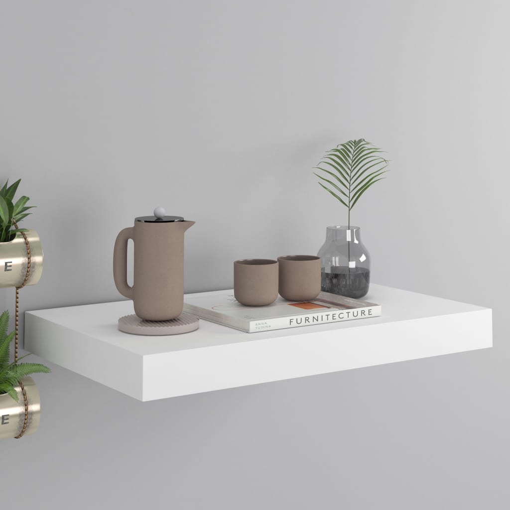 Kelluva seinähylly valkoinen 40x23x3,8 cm MDF - Sisustajankoti.fi