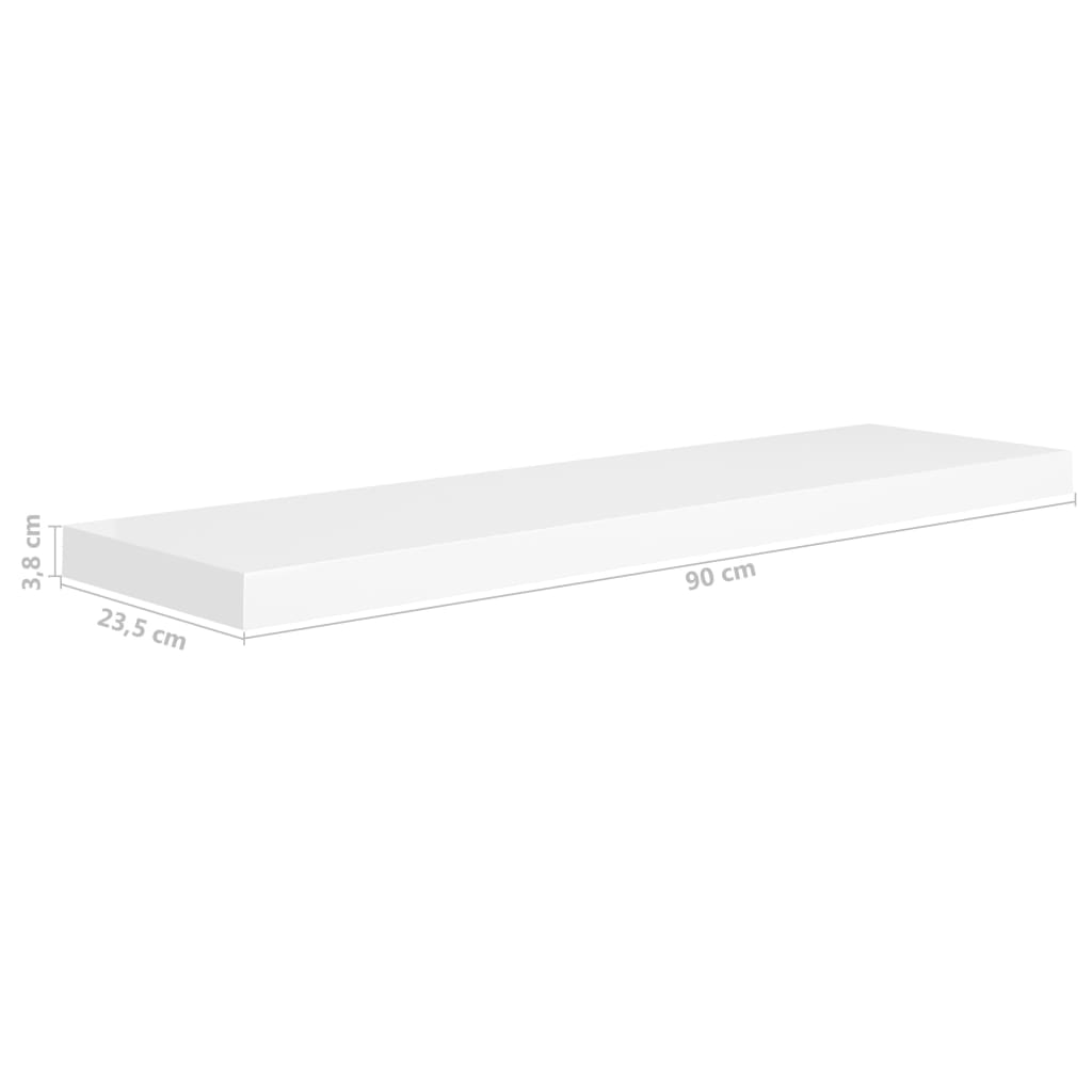 Kelluvat seinähyllyt 2kpl valkoinen 90x23,5x3,8 cm MDF - Sisustajankoti.fi