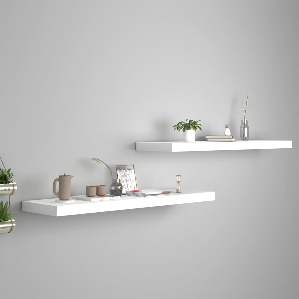 Kelluvat seinähyllyt 2kpl valkoinen 90x23,5x3,8 cm MDF - Sisustajankoti.fi