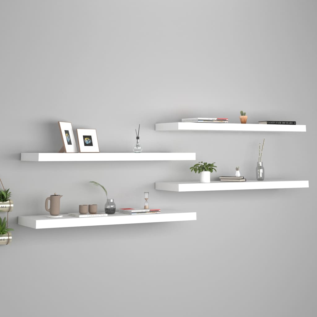 Kelluvat seinähyllyt 4 kpl valkoinen 90x23,5x3,8 cm - Sisustajankoti.fi