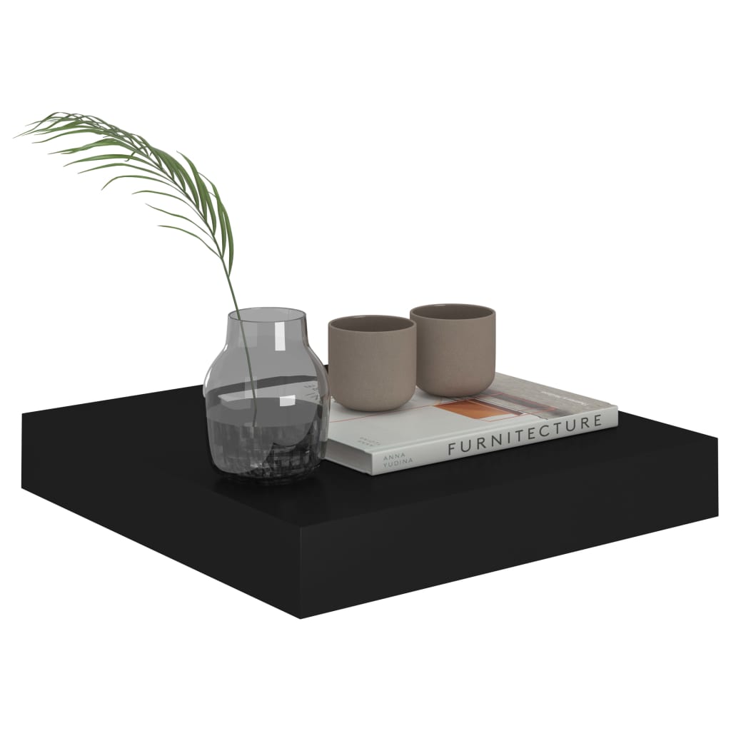 Kelluva seinähylly musta 23x23,5x3,8 cm MDF - Sisustajankoti.fi