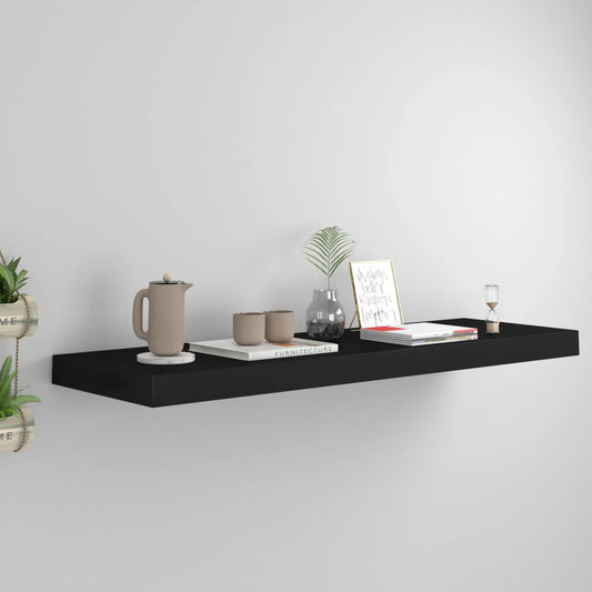 Kelluva seinähylly musta 80x23,5x3,8 cm MDF - Sisustajankoti.fi