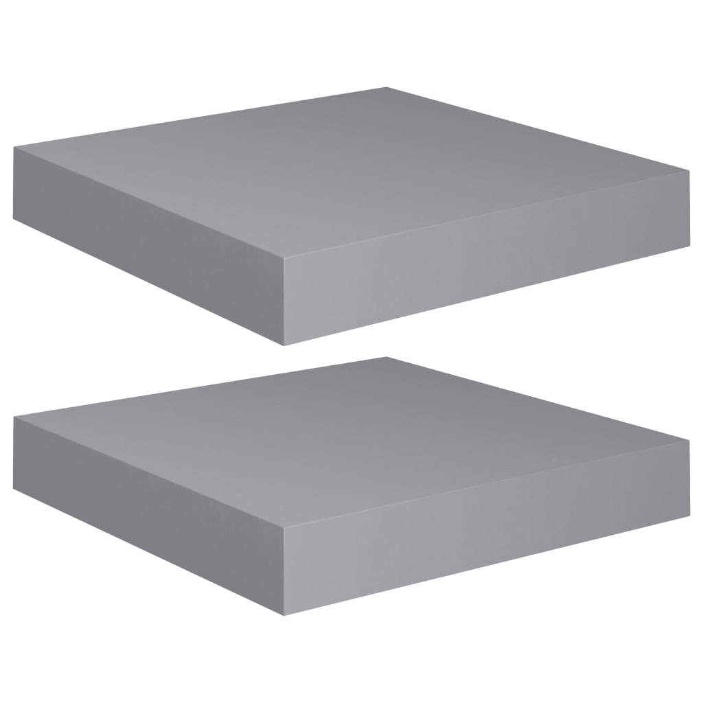Kelluvat seinähyllyt 2 kpl harmaa 23x23,5x3,8 cm MDF - Sisustajankoti.fi