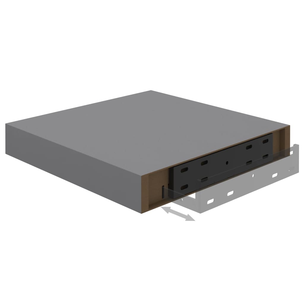 Kelluvat seinähyllyt 2 kpl harmaa 23x23,5x3,8 cm MDF - Sisustajankoti.fi