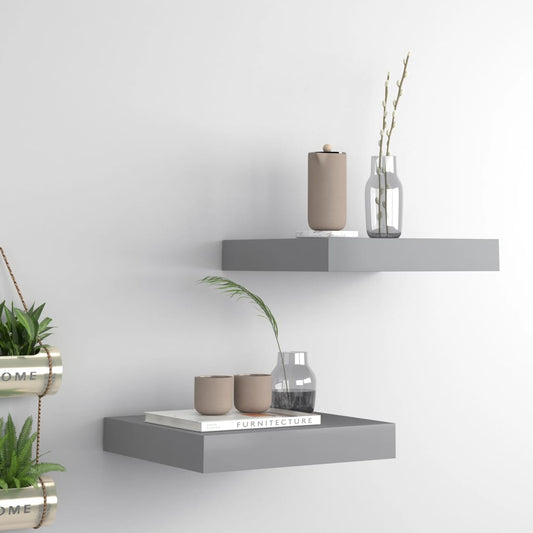 Kelluvat seinähyllyt 2 kpl harmaa 23x23,5x3,8 cm MDF - Sisustajankoti.fi